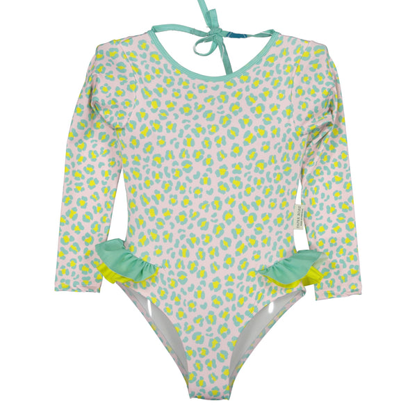 Paper Boat Long Sleeve Swimsuit - Candy Animal Dots Available at 1love2hugs3kisses Ibiza