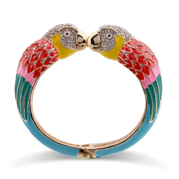 Parrot Bangle Bracelet Enamel Turquoise-Red from 1love2hugs3kisses ibiza