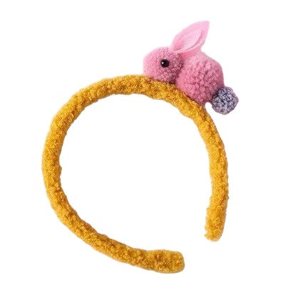 Plush Kids Headband Yellow - Pink Bunny available at 1love2hugs3kisses Ibiza