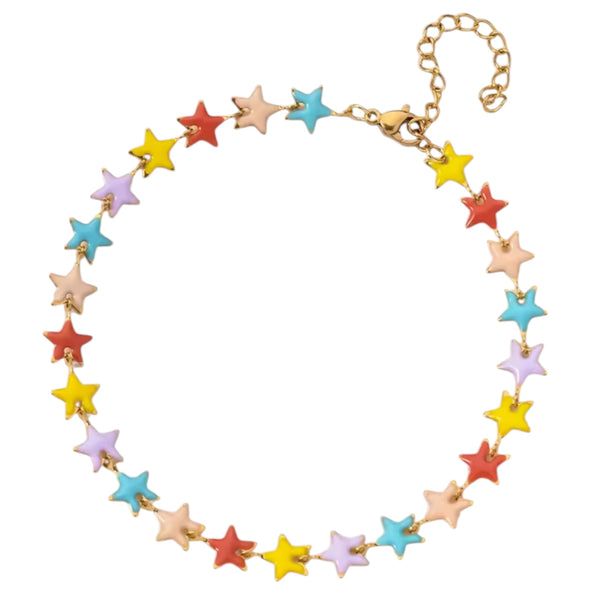 Rainbow Star Chain Bracelet – Gold Available at 1love2hugs3kisses Ibiza