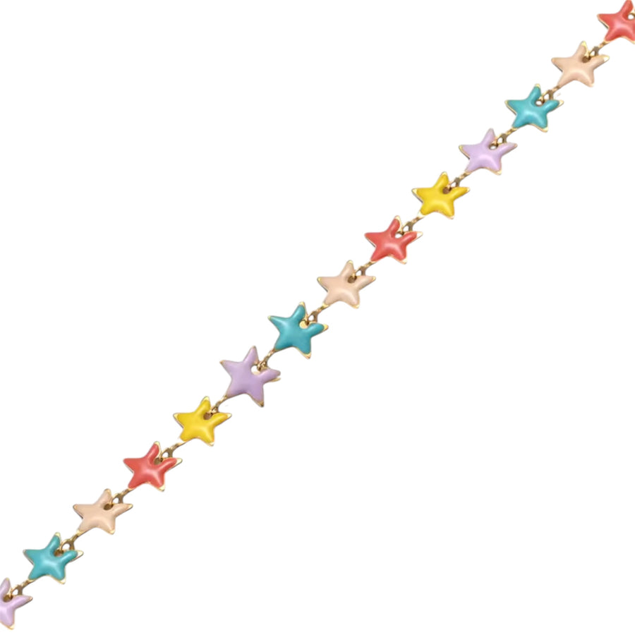 Rainbow Star Chain Bracelet – Gold Available at 1love2hugs3kisses Ibiza