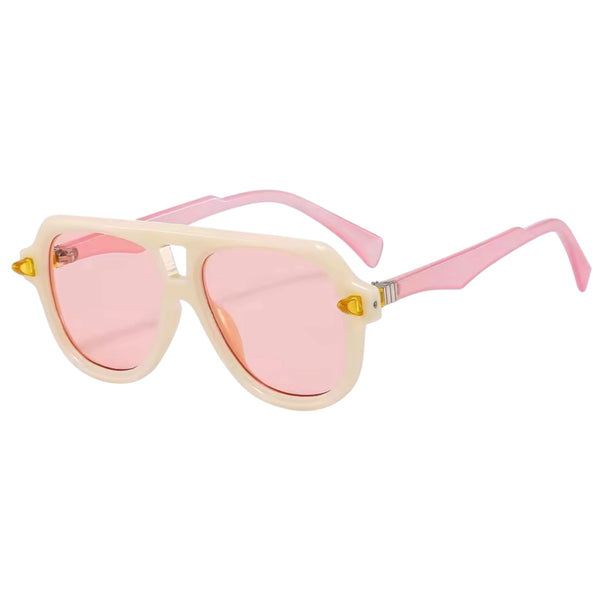 Retro Aviator Double Bridge Sunglasses – Pink Available at 1love2hugs3kisses Ibiza