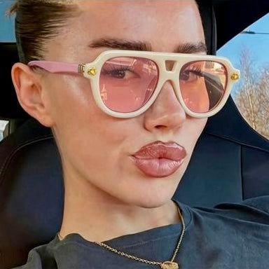 Retro Aviator Double Bridge Sunglasses – Pink Available at 1love2hugs3kisses Ibiza