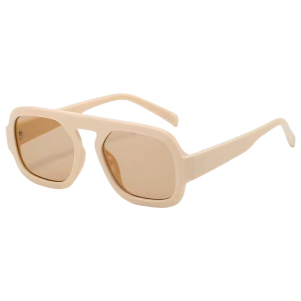 Retro Square Sunglasses – Beige / Champagne Available at 1love2hugs3kisses Ibiza