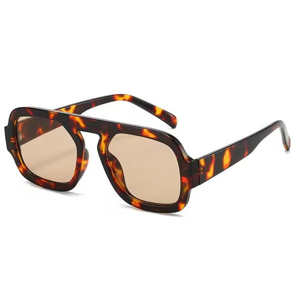 Retro Square Sunglasses M Leopard Brown Lens available at 1love2hugs3kisses ibiza