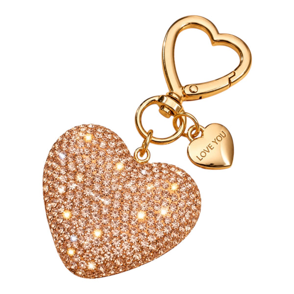 Rhinestone Heart Keychain – Champagne Available at 1love2hugs3kisses Ibiza