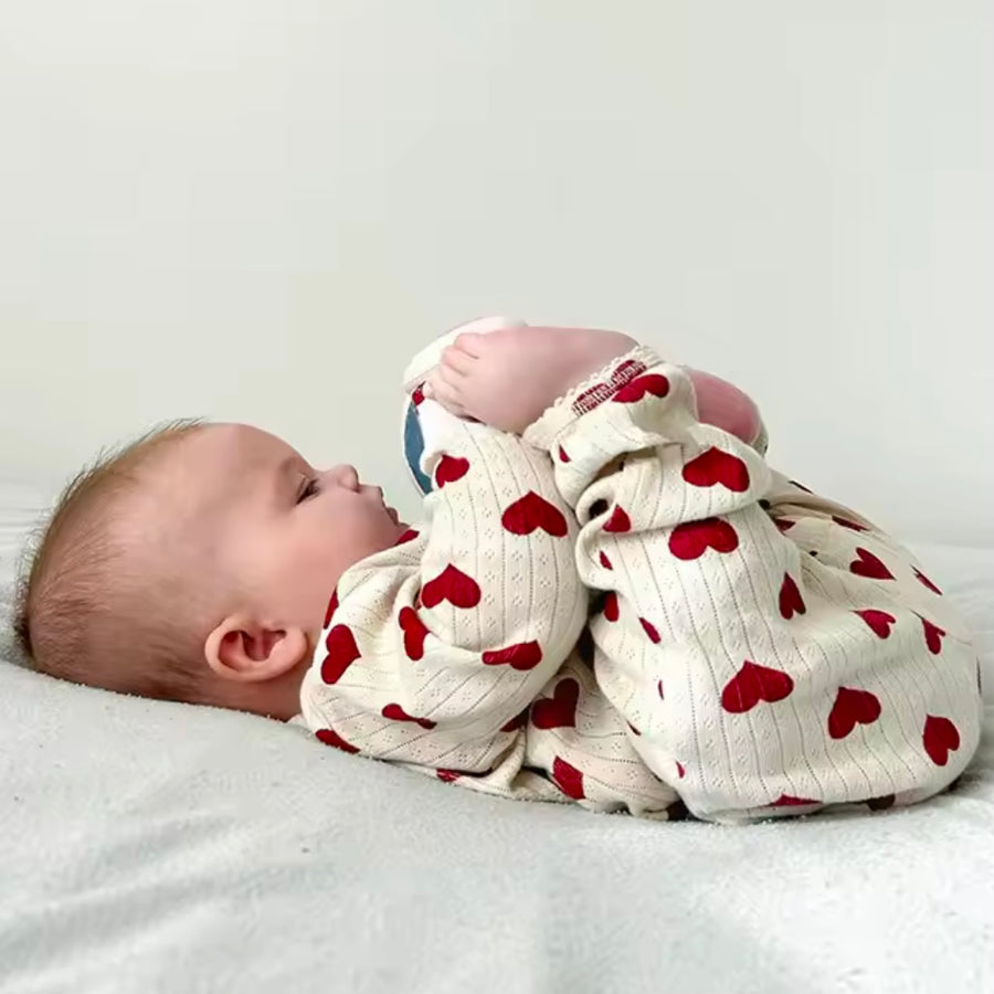 Ribbed Heart Baby Girl Romper – Cream From 1love2hugs3kisses ibiza