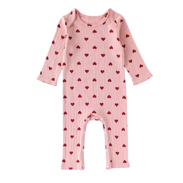 Ribbed Heart Baby Girl Romper – Pink from From 1love2hugs3kisses ibiza
