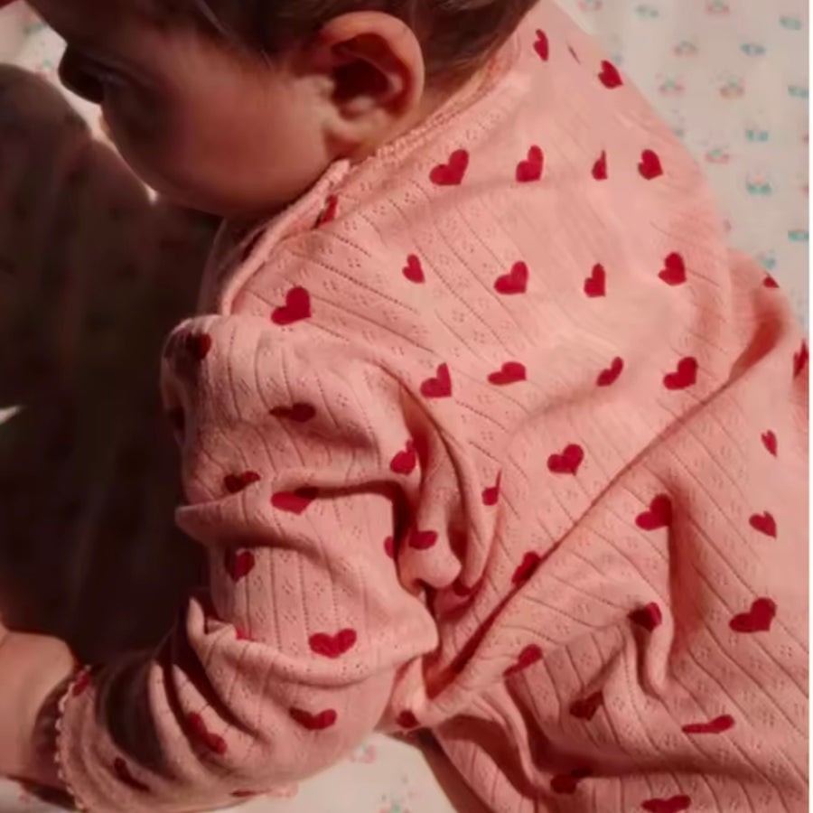 Ribbed Heart Baby Girl Romper – Pink from From 1love2hugs3kisses ibiza