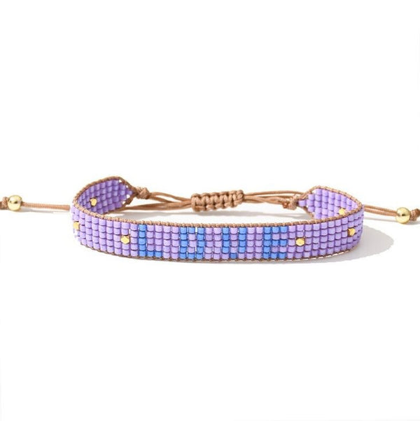 Handmade Rice Bead Braided Bracelet Love Lilac-Blue 1love2hugs3kisses ibiza