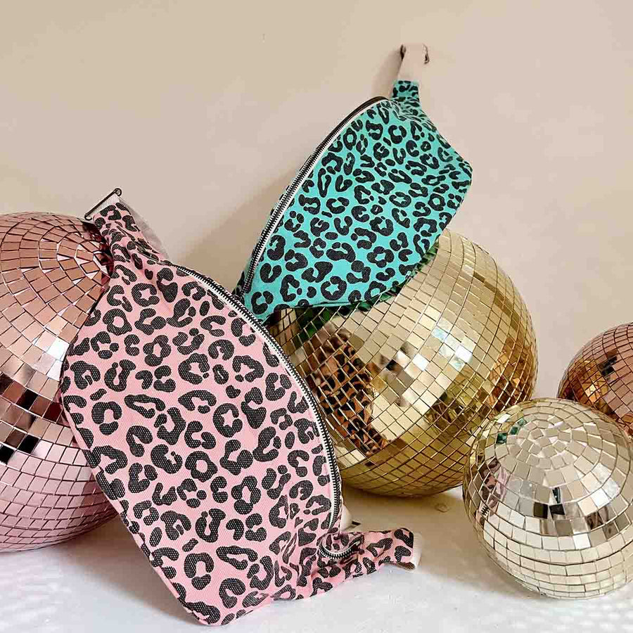 Rose In April Bumbag Leopard Pink available at 1love2hugs3kisses ibiza