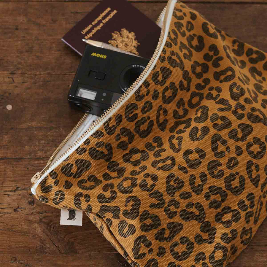 Rose In April Lili Flat Pouch Leopard Caramel available at 1love2hugs3kisses ibiza