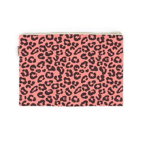 Rose In April Lili Flat Pouch Leopard - Coral Available at 1love2hugs3kisses ibiza