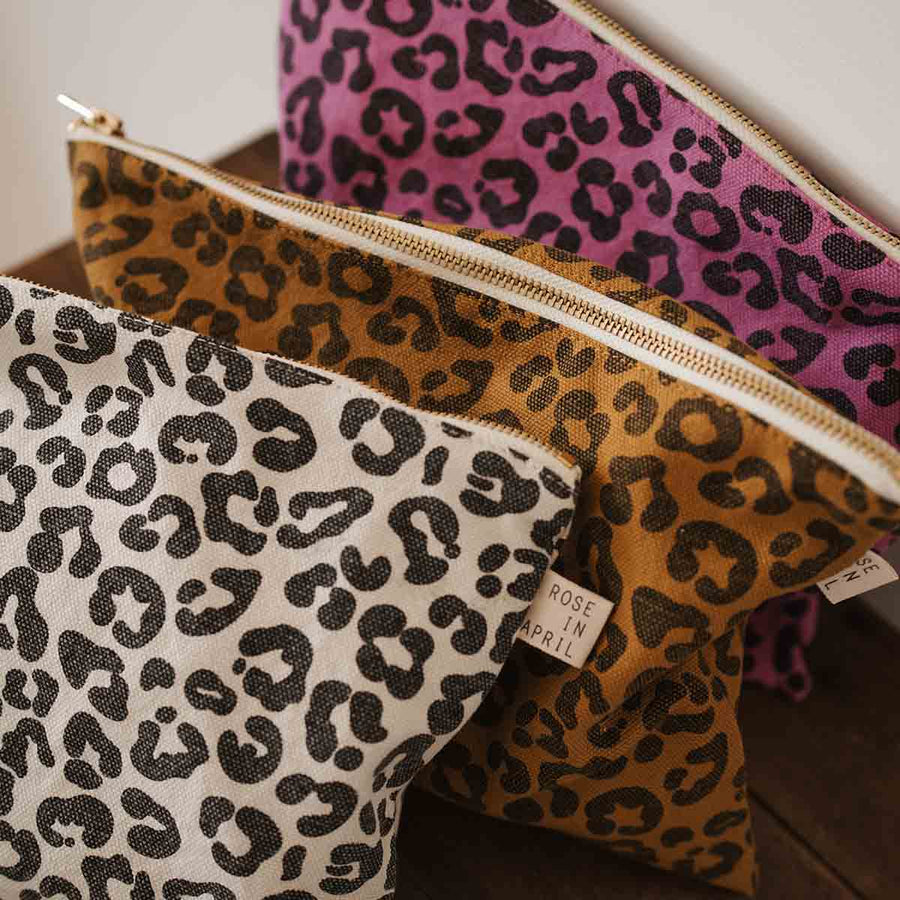 Rose In April Lili Flat Pouch Leopard Naturel available at 1love2hugs3kisses ibiza