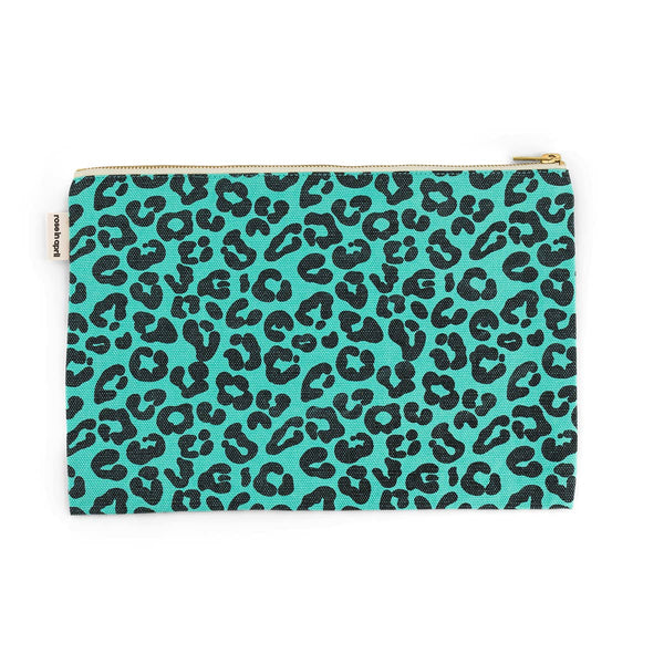 Rose In April Lili Flat Pouch Leopard Turquoise available at 1love2hugs3kisses ibiza