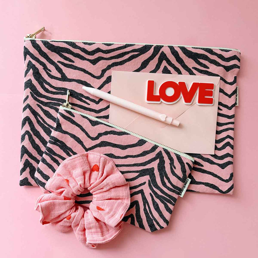 Rose In April Lili Flat Pouch Zebra - Strawberry available at 1love2hugs3kisses Ibiza