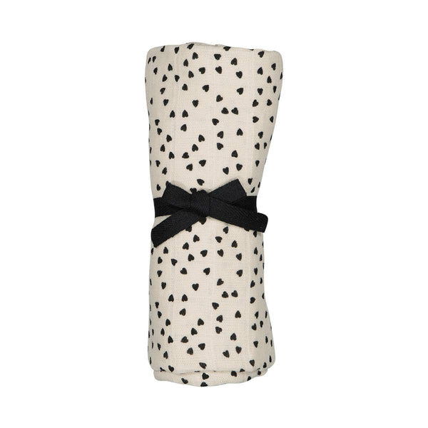 Rose in April Bianca Large Swadlle Mini Heart - Black available at 1love2hugs3kisses ibiza