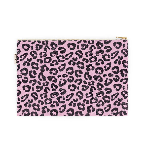 Rose In April Lili Flat Pouch Leopard - Bubble Pink available at 1love2hugs3kisses ibiza