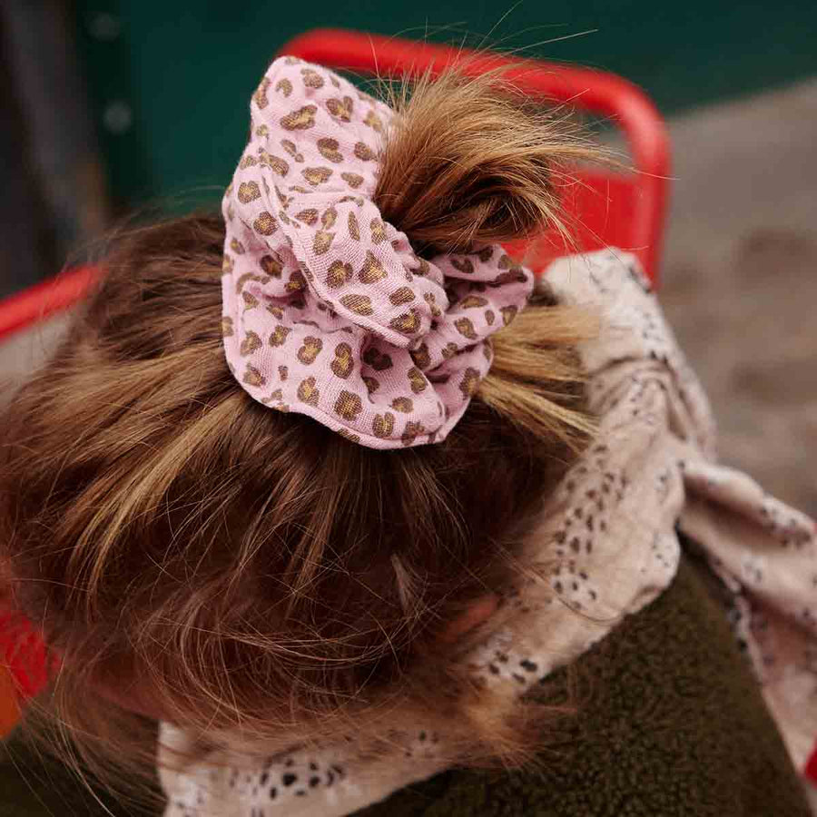 Rose in April Scrunchie Mini Leopard - Candy Pink available at 1love2hugs3kisses ibiza