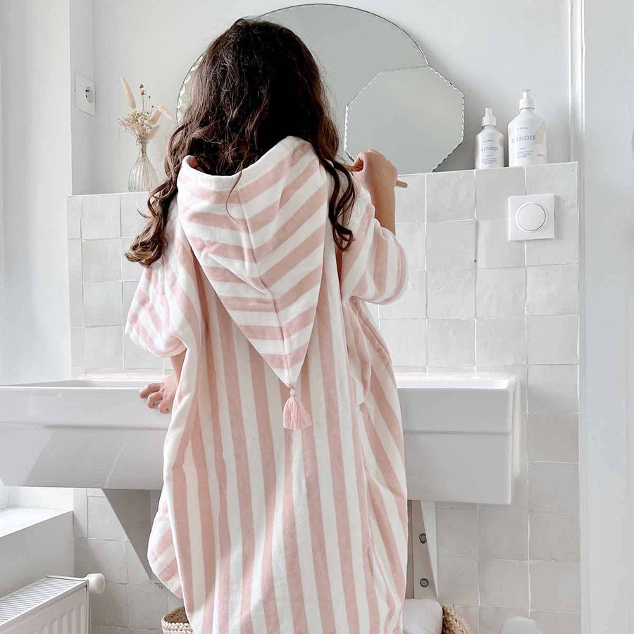 Rose in April Suzon Kids Bath Poncho Stripes - Light Pink from 1love2hugs3kisses Ibiza