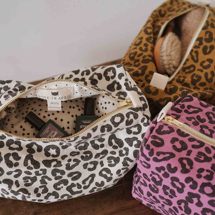 Rose in April Vic Toiletry Bag Leopard Naturel available at 1love2hugs3kisses ibiza