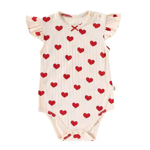 Ruffled Heart Baby Girl Onesie – Cream & Red From 1love2hugs3kisses ibiza
