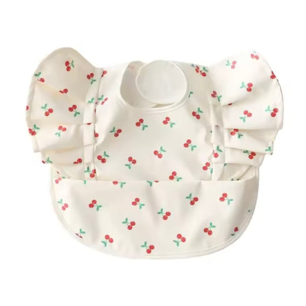 Ruffled Waterproof Baby Bib Cherry Red From 1love2hugs3kisses ibiza