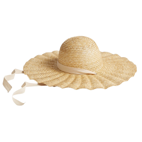 Straw Hat Natural Scalloped Dolce - Cream Ribbon from 1love2hugs3kisses Ibiza