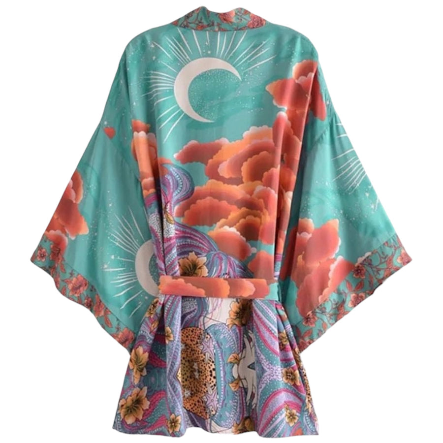 Short Bohemian Moon Kimono - Green from 1love2hugs3kisses Ibiza