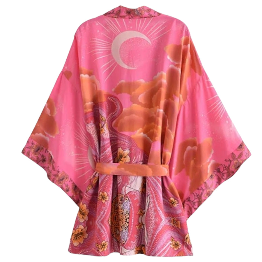 Short Bohemian Moon Kimono - Pink Available at 1love2hugs3kisses Ibiza
