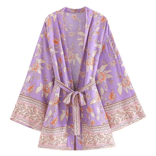 Short Kimono Lilac Floral from 1love2hugs3kisses ibiza