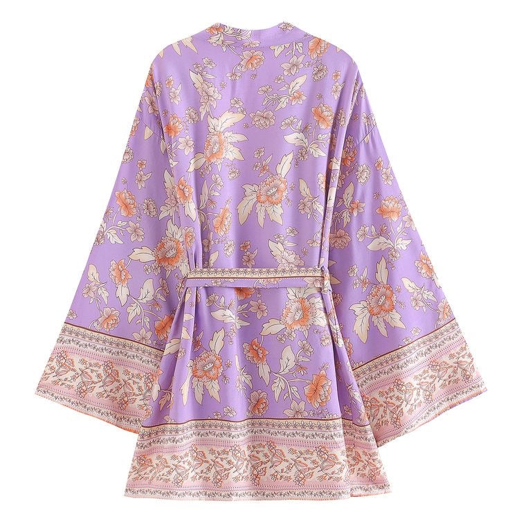 Short Kimono Lilac Floral from 1love2hugs3kisses ibiza