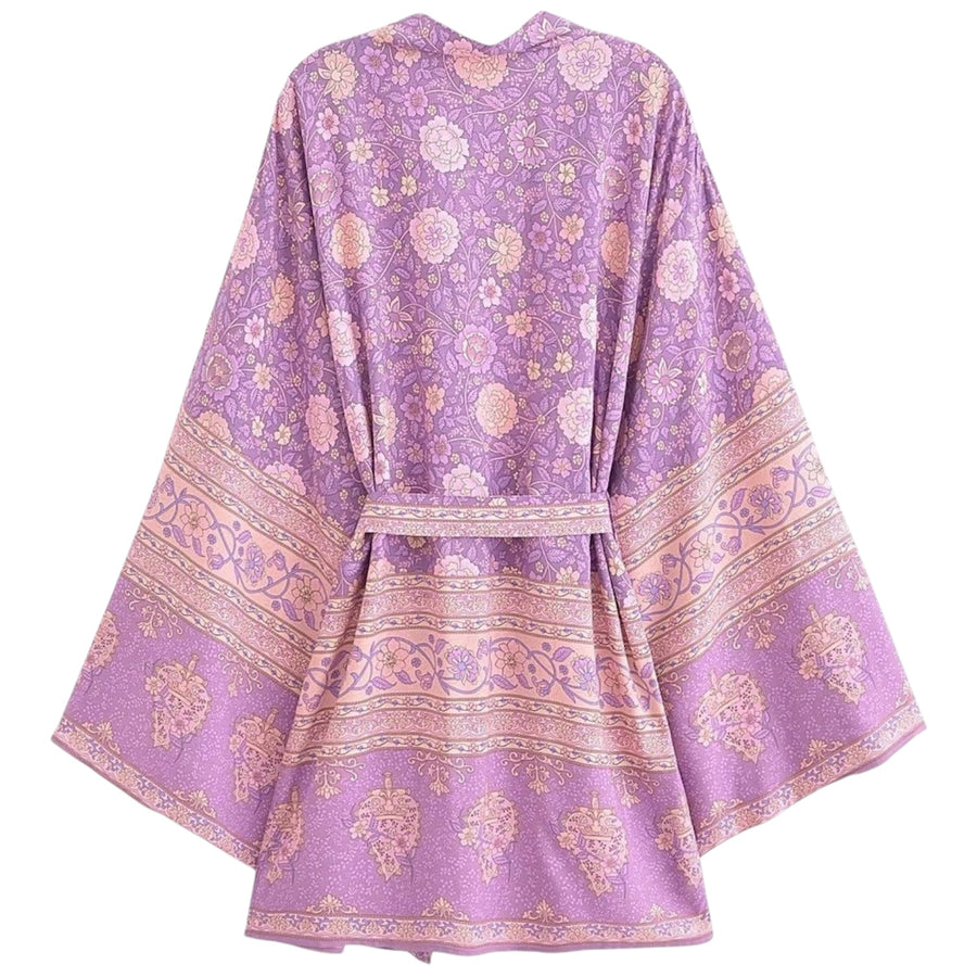 Short Kimono Purple Floral from 1love2hugs3kisses ibiza