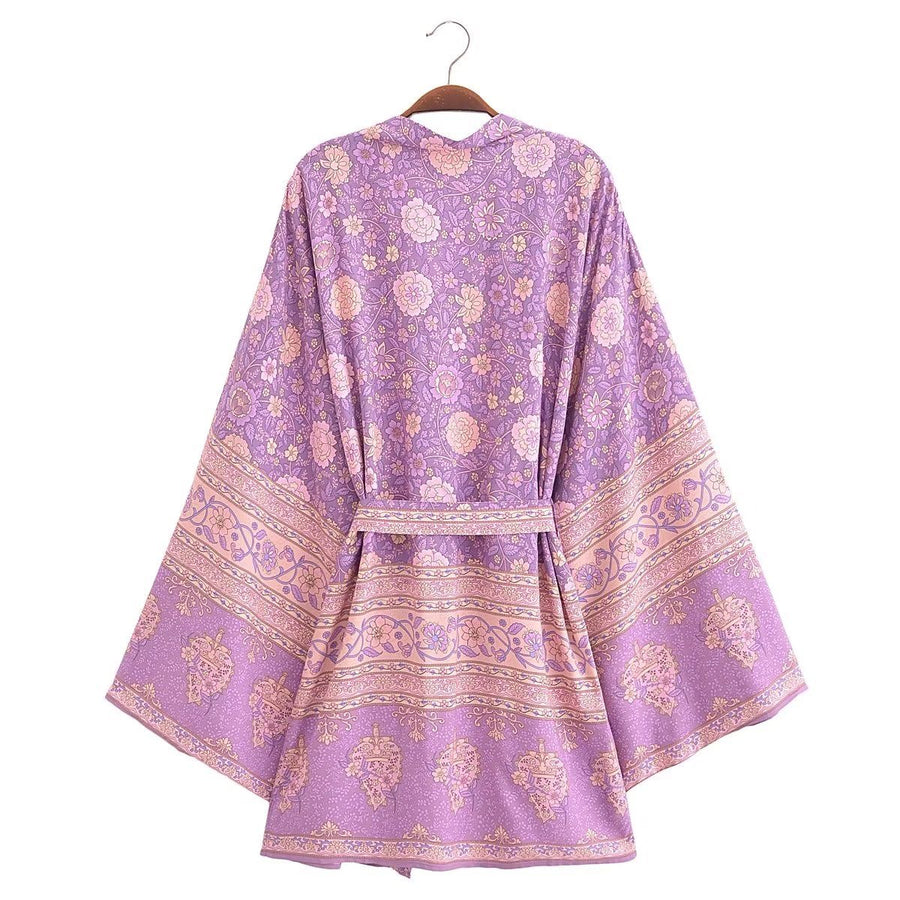 Short Kimono Purple Floral from 1love2hugs3kisses ibiza