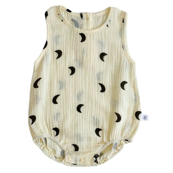 Sleeveless Baby Onesie Moon -White Available at 1love2hugs3kisses Ibiza 