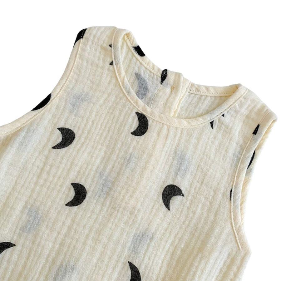 Sleeveless Baby Onesie Moon -White Available at 1love2hugs3kisses Ibiza 
