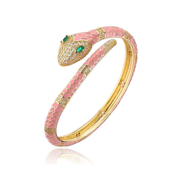 Snake Bangle Bracelet Enamel - Pink available at 1love2hugs3kisses ibiza