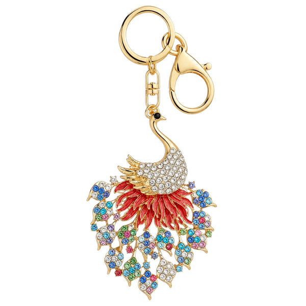 Sparkling Peacock Rhinestone Keychain – Multicolor Available at 1love2hugs3kisses Ibiza