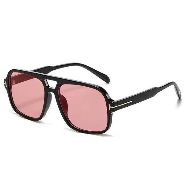 Square Double Bridge L Sunglasses Black Pink Lens available at 1love2hugs3kisses ibiza