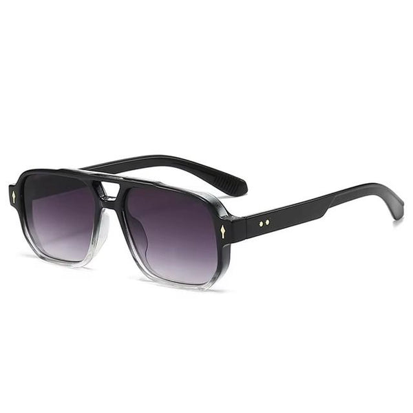 Square Double Bridge M Sunglasses Black Gradient Grey Lens available at 1love2hugs3kisses ibiza