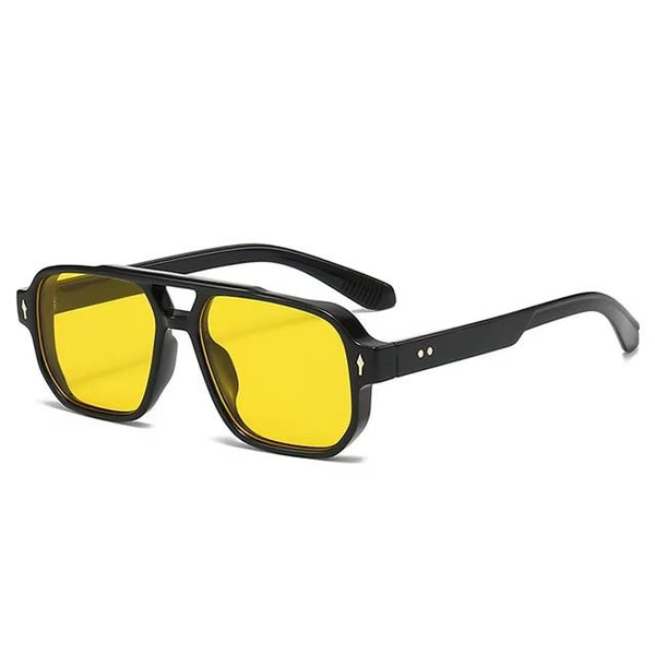 Square Double Bridge M Sunglasses Black Yellow Lens available at 1love2hugs3kisses ibiza