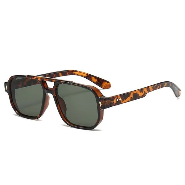 Square Double Bridge M Sunglasses Leopard Brown Lens available at 1love2hugs3kisses ibiza
