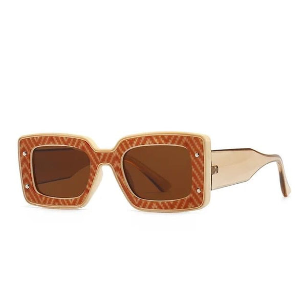 Square Retro Sunglasses - Champagne / Brown available at 1love2hugs3kisses ibiza