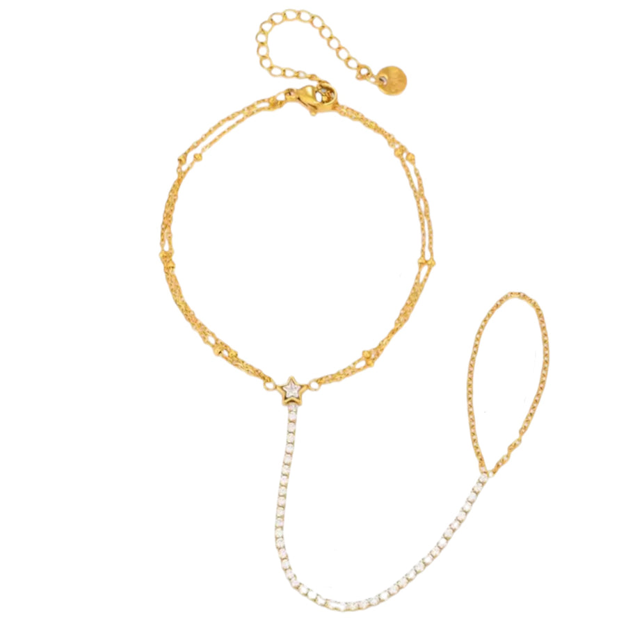 Star Crystal Hand Chain Bracelet – Gold Available at 1love2hugs3kisses Ibiza