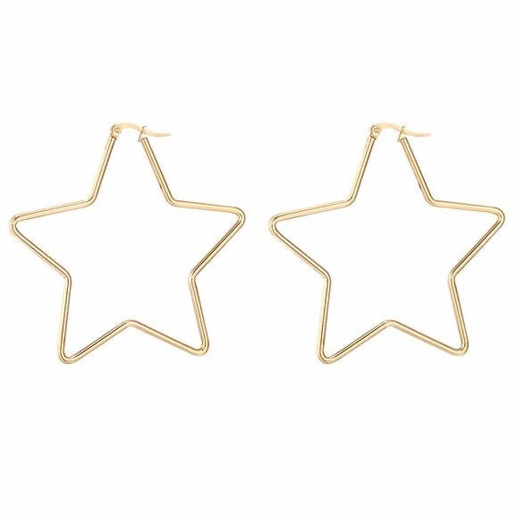 Star Hoop Earrings - Gold From 1love2hugs3kisses Ibiza