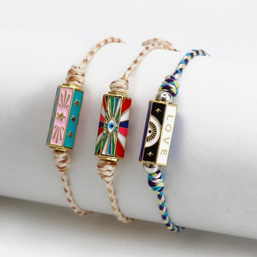 Star Locket Rope Braided Bracelet Beige from 1love2hugs3kisses ibiza