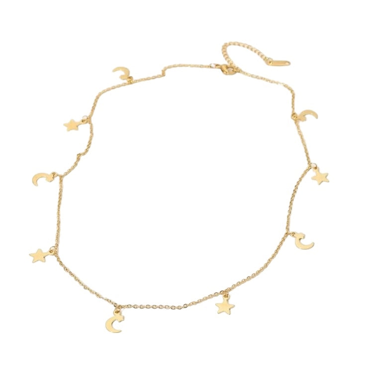 Star Moon Charm Necklace - Gold from 1love2hugs3kisses Ibiza