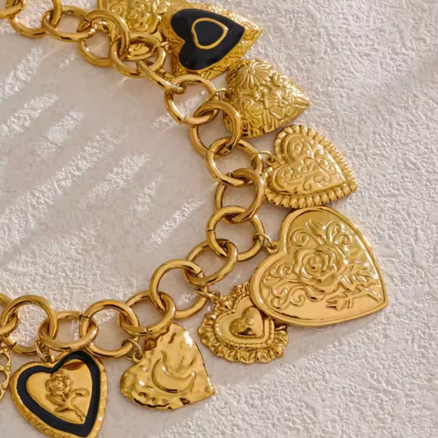 Statement Heart Charm Necklace – Gold available at 1love2hugs3kisses ibiza