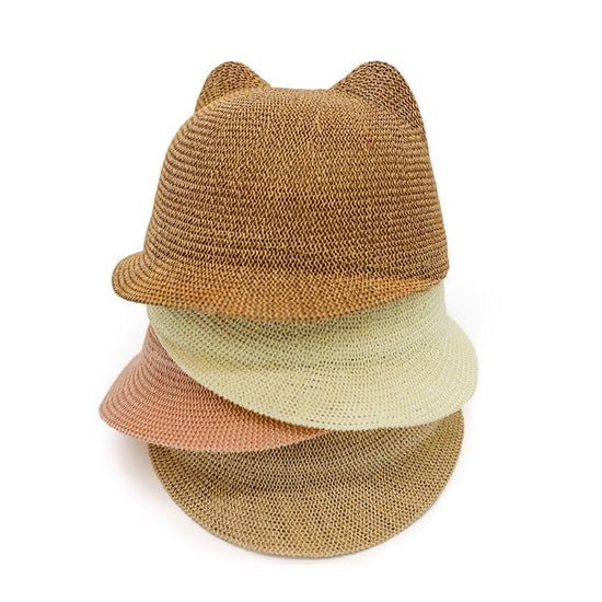 Straw Kids Hat With Ears Brown available at 1love2hugs3kisses ibiza