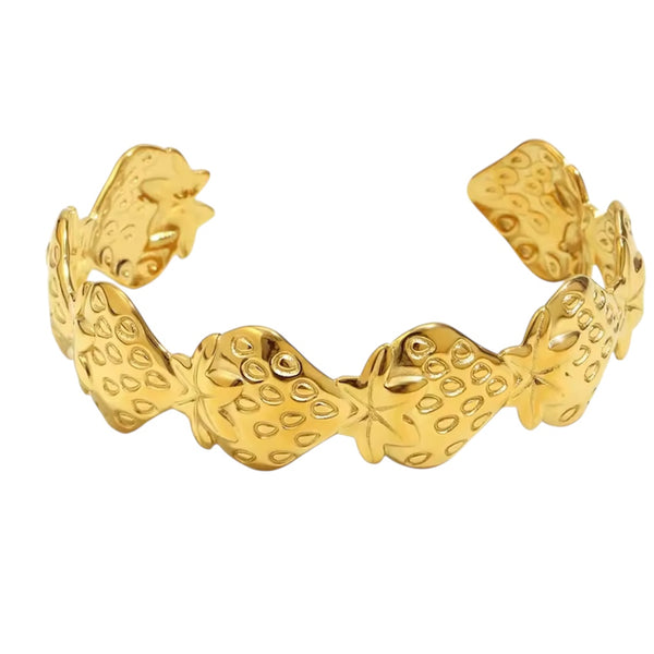 Strawberry Cuff Bracelet – Gold available at 1love2hugs3kisses ibiza